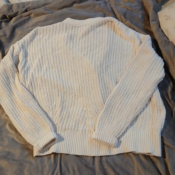 Banana Republic Women's Chunky Cream Ribbed Knit Cardigan SZ L - Picture 4 of 8